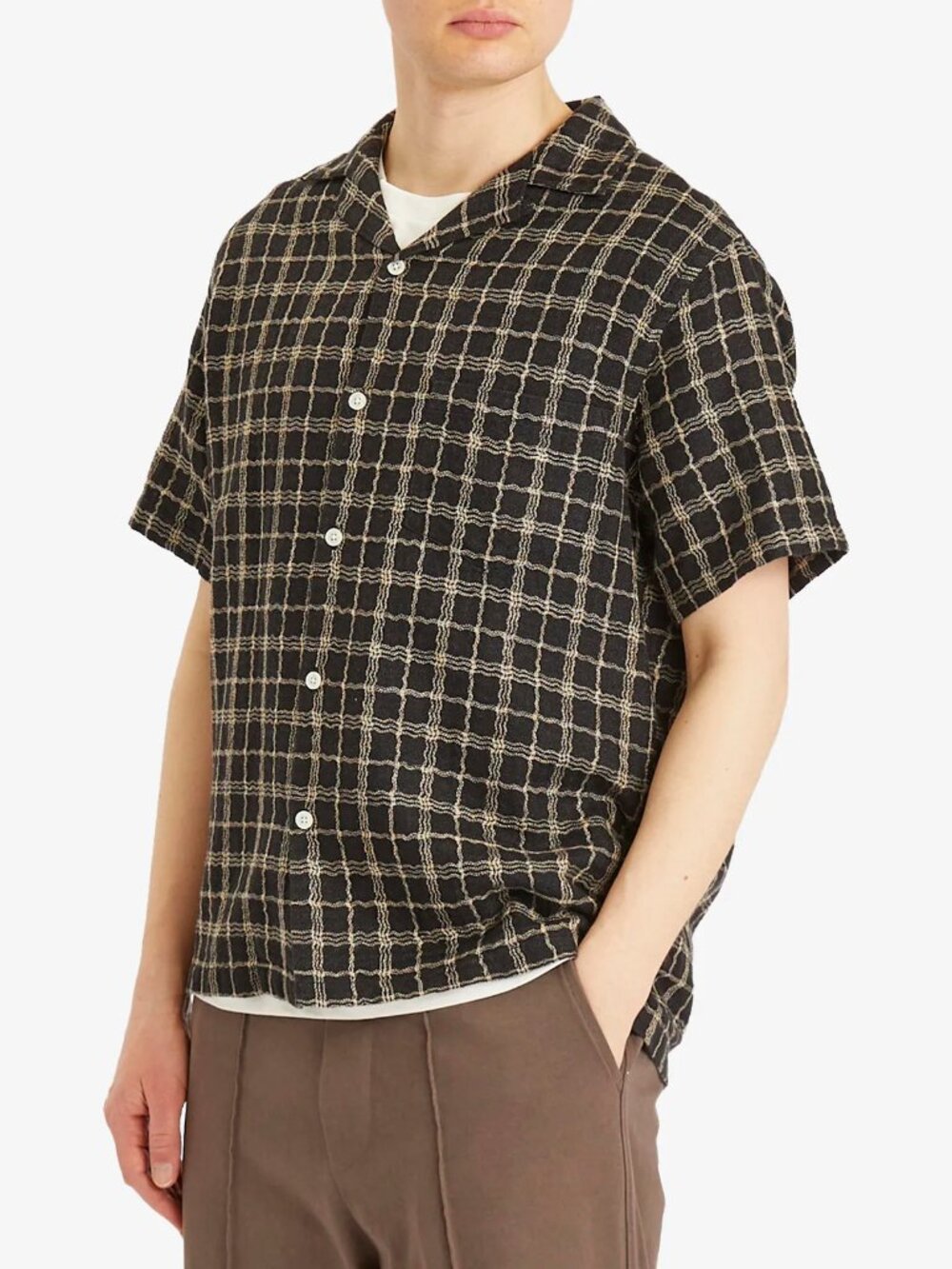 Portuguese Flannel Dorne Camp Collar Shirt - Black - Size M